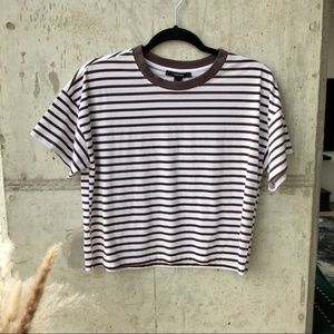 Forever 21 Striped Basic Crop Top Tee Shirt S